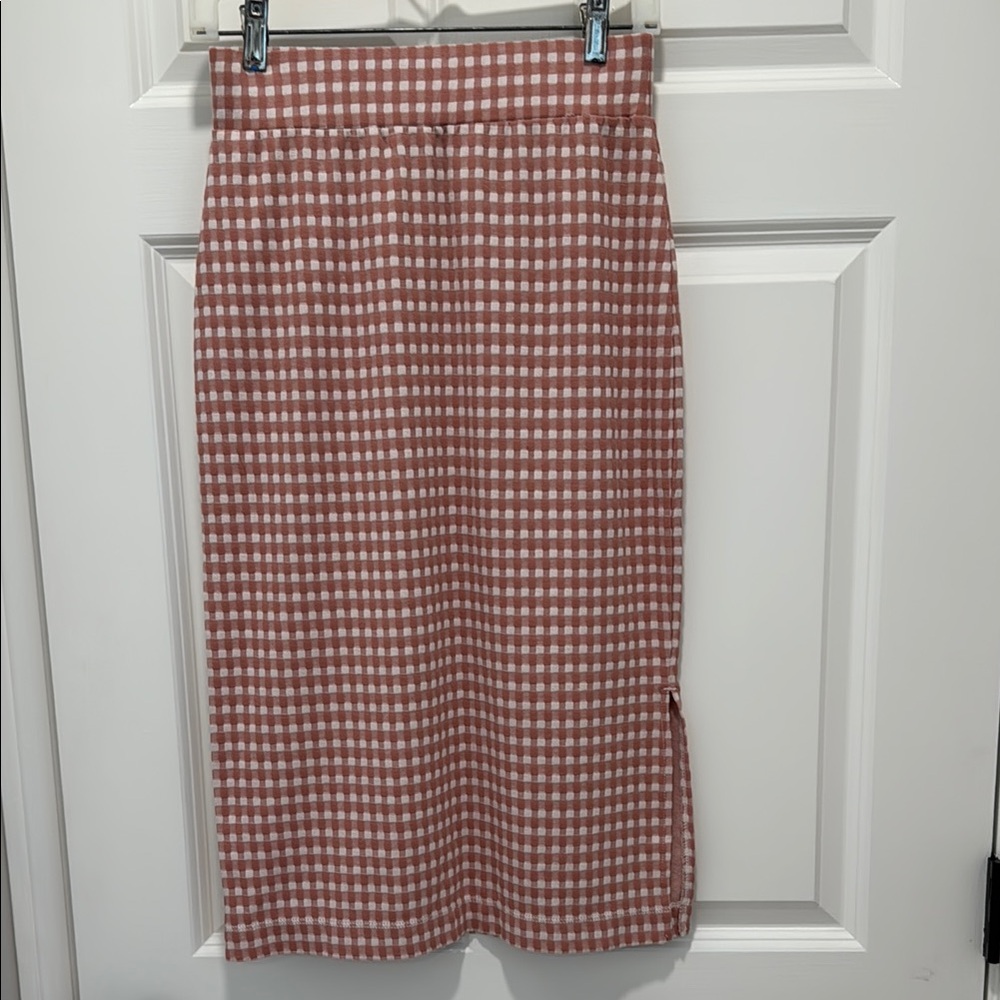Lou & Grey/LOFT gingham midi skirt